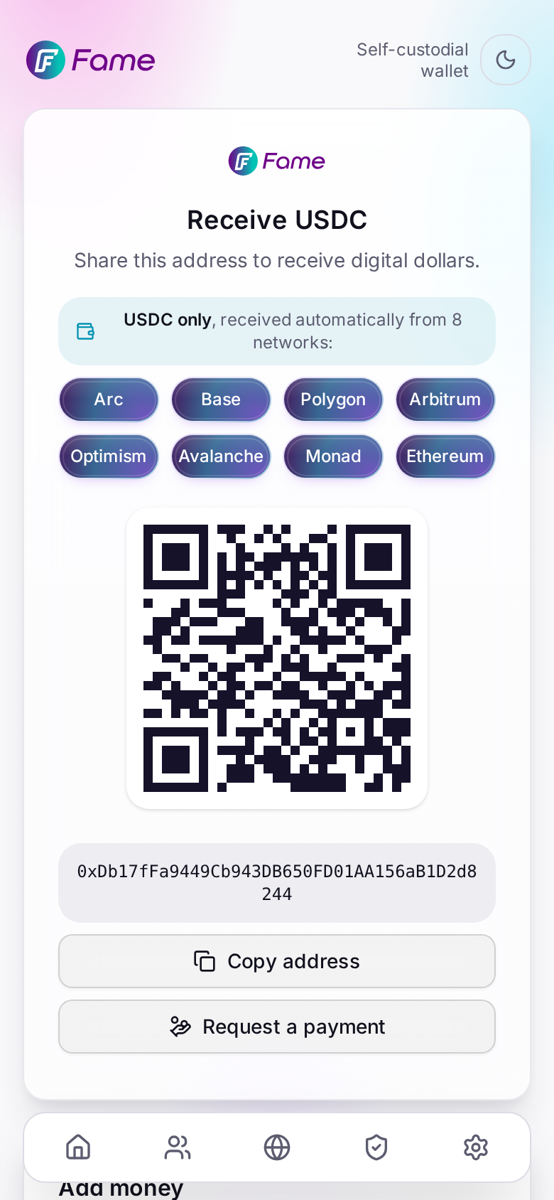 Receive: one address, received automatically from 8 networks